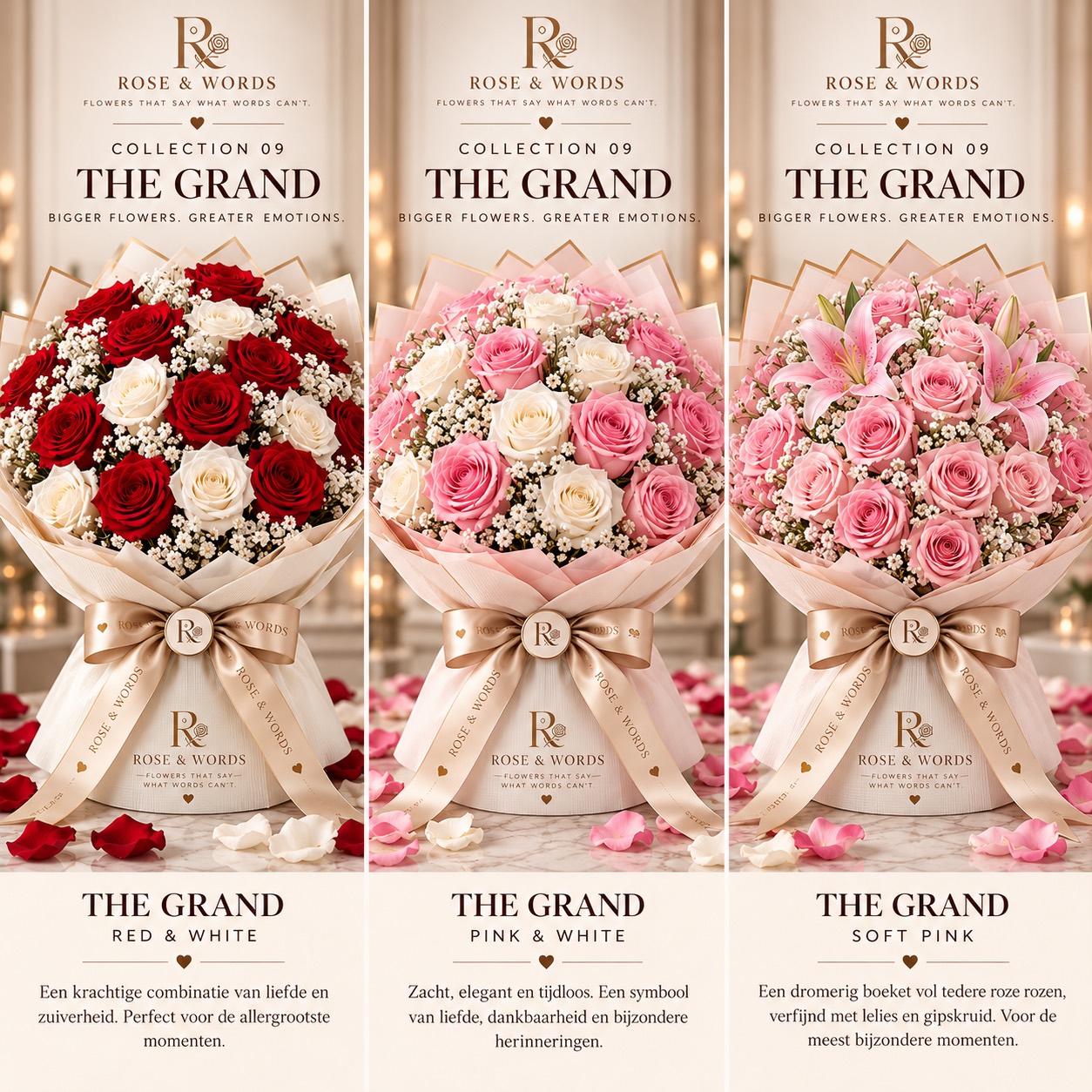 Rose & Words The Grand collectie in drie kleurvarianten